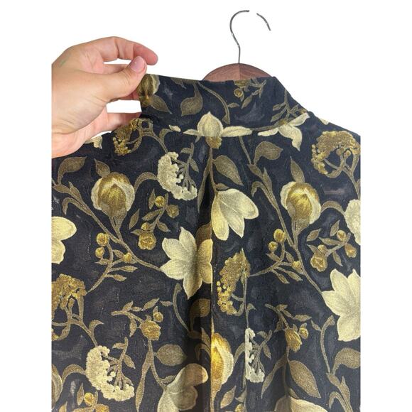 Vintage Dressbarn Mock Turtleneck 90s Y2K Large Floral Brocade Top Grandma Core - Picture 4 of 6